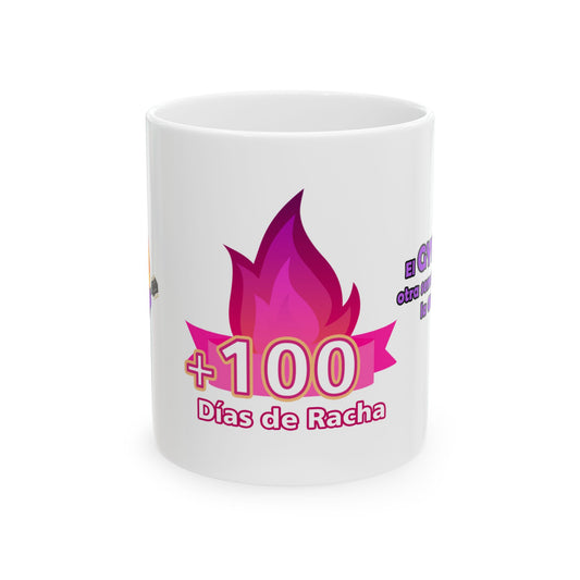 Taza de Cerámica Alusivo a 100 días de Racha 🔥 (11oz, 15oz)